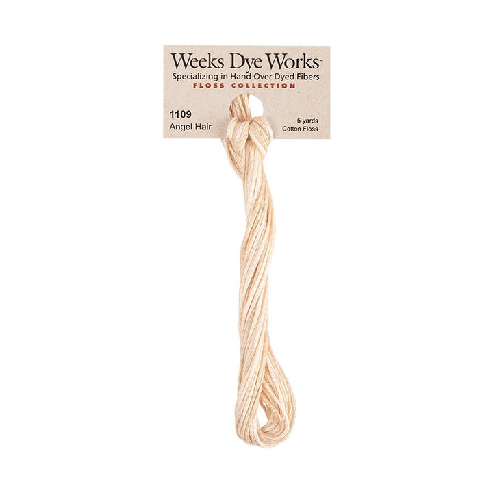 Weeks Dye Works hand-dyed cotton embroidery floss skein in angel hair in light cream