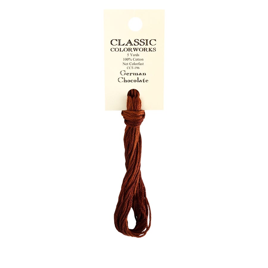 German Chocolate Classic Colorworks Thread | Hand-Dyed Embroidery Floss