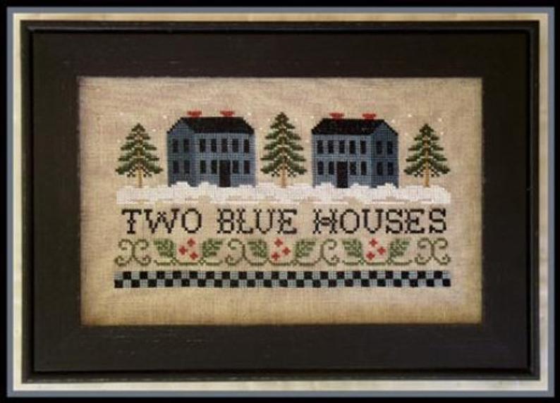 Two Blue Houses | Little House Needleworks