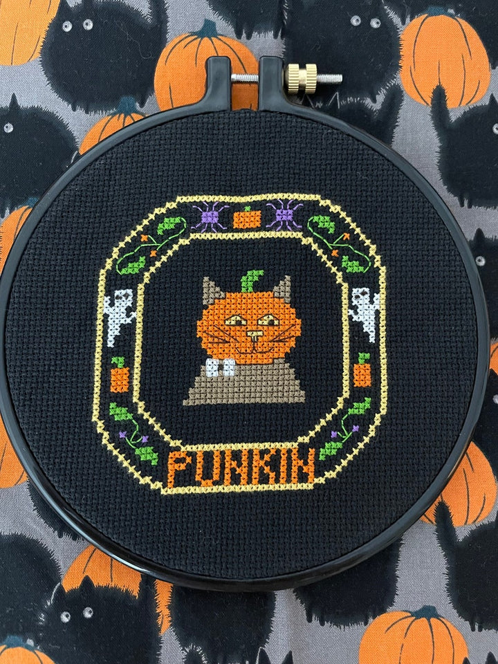 Punkin the Halloween Cat | Pixel Pixie Cross Stitch